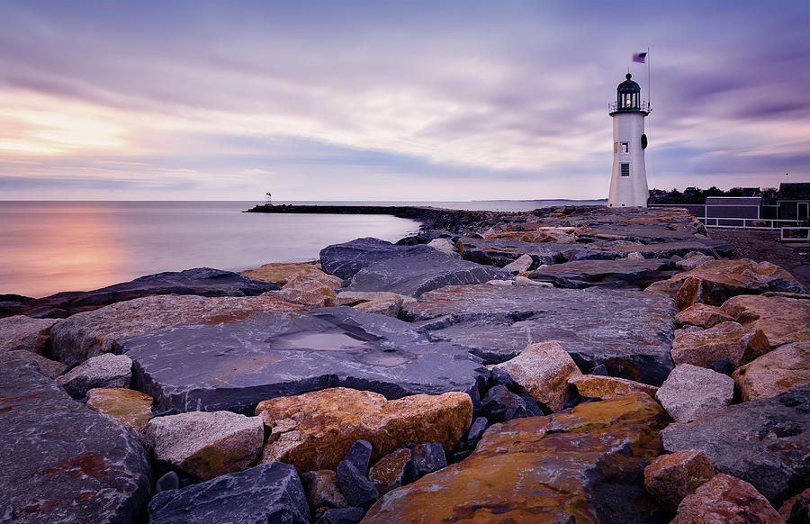 Lighthouse Photograph - Old Scituate Light at Sunrise by Betty Denise