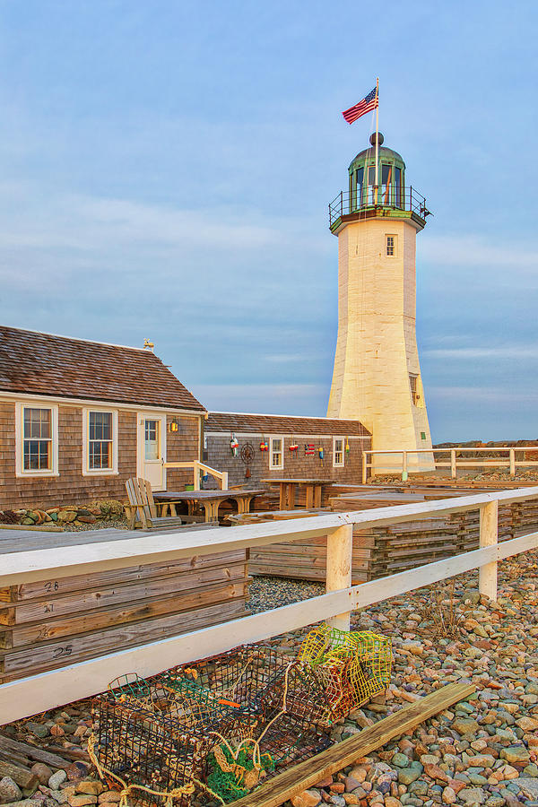 Old Scituate Lighthouse in Golden Light  Photograph by Juergen Roth