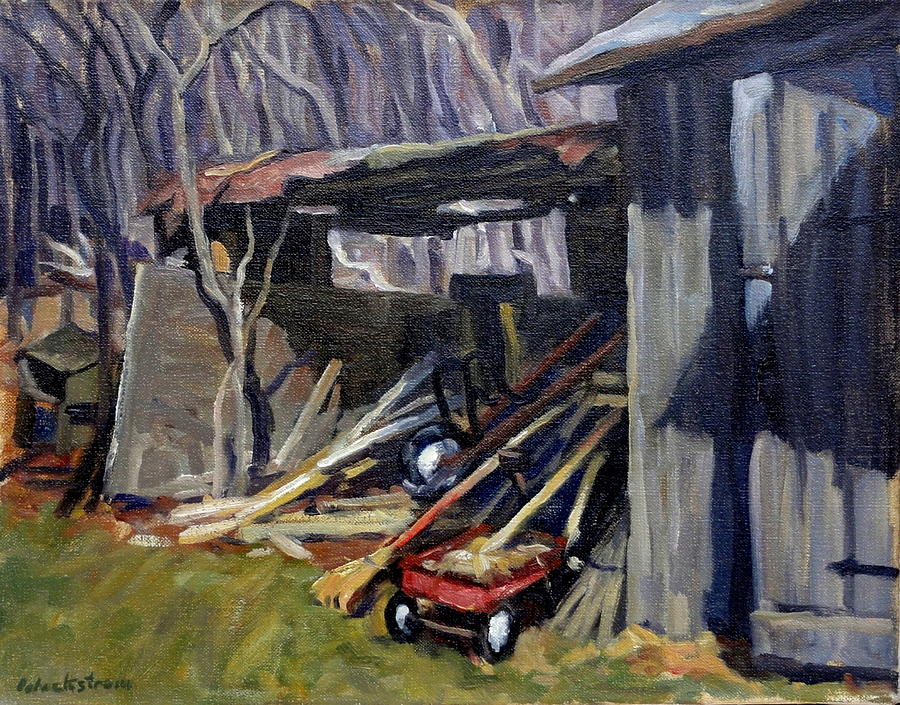 Old Shed with Red Wagon / Berkshires Painting by Thor Wickstrom