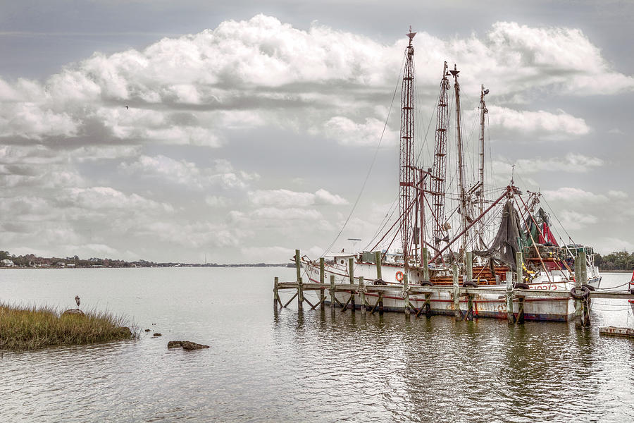 Old Shrimp Boats in the Harbor in Beachhouse Hues Photograph by Debra and Dave Vanderlaan