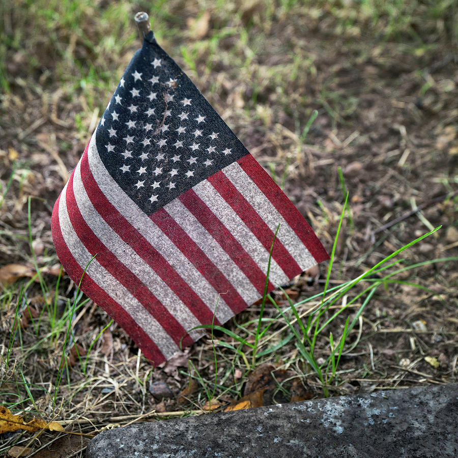 Old Small Graveside US Flag Photograph by Phil Cardamone