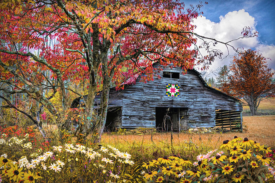 Old Smoky Mountain Barn Autumn Photograph by Debra and Dave Vanderlaan