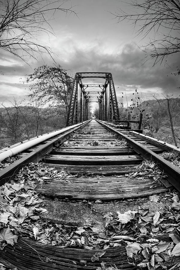 Old Smoky Mountain Railroad Trestle Black and White Photograph by Debra and Dave Vanderlaan