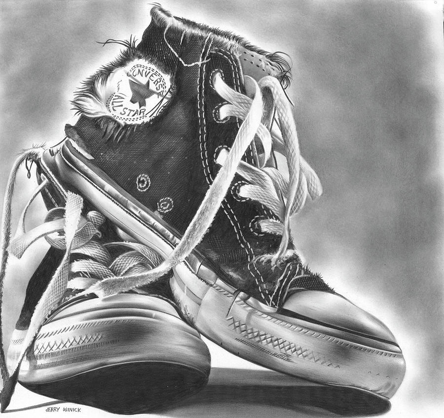 Old Sneakers Drawing by Jerry Winick - Pixels