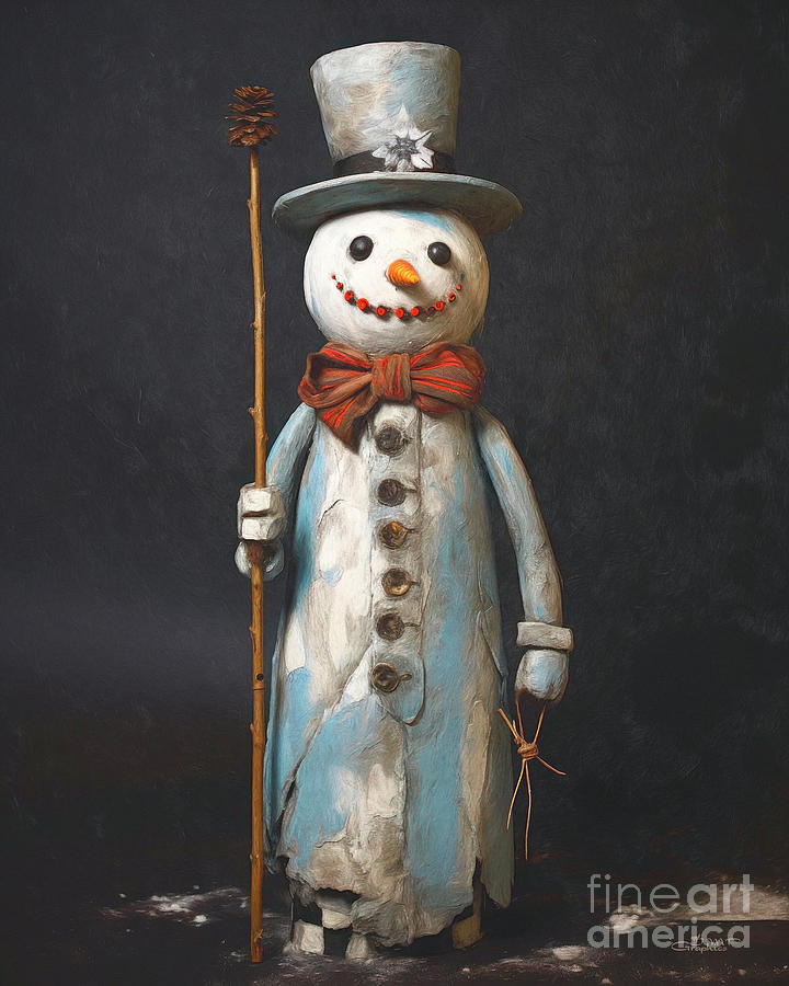 Old Snowman Digital Art by Jutta Maria Pusl