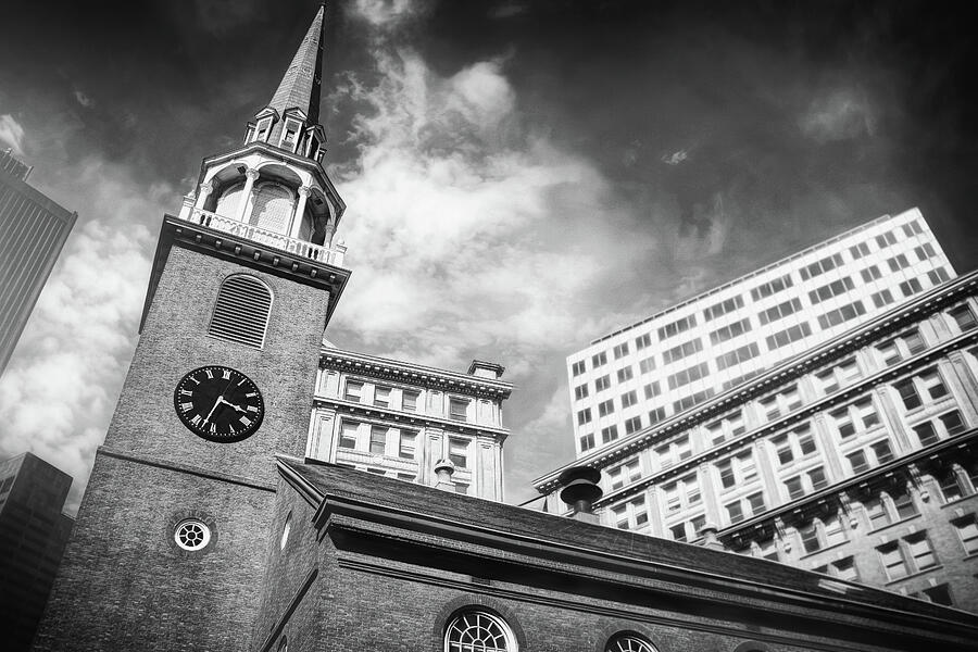 Old South Meeting House Boston Massachusetts Black and White Photograph
