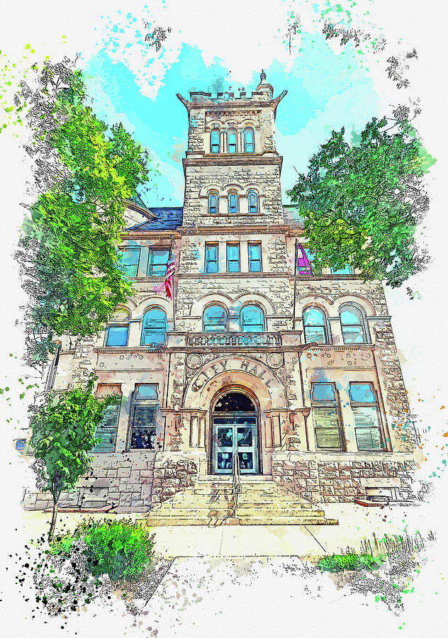 .old Springfield City Hall 2 Painting By Celestial Images 