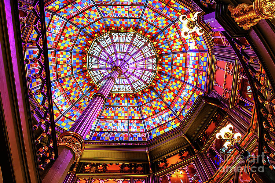 Old State Capital of Louisiana Stained Glass Ceiling Photograph by Scott Pellegrin
