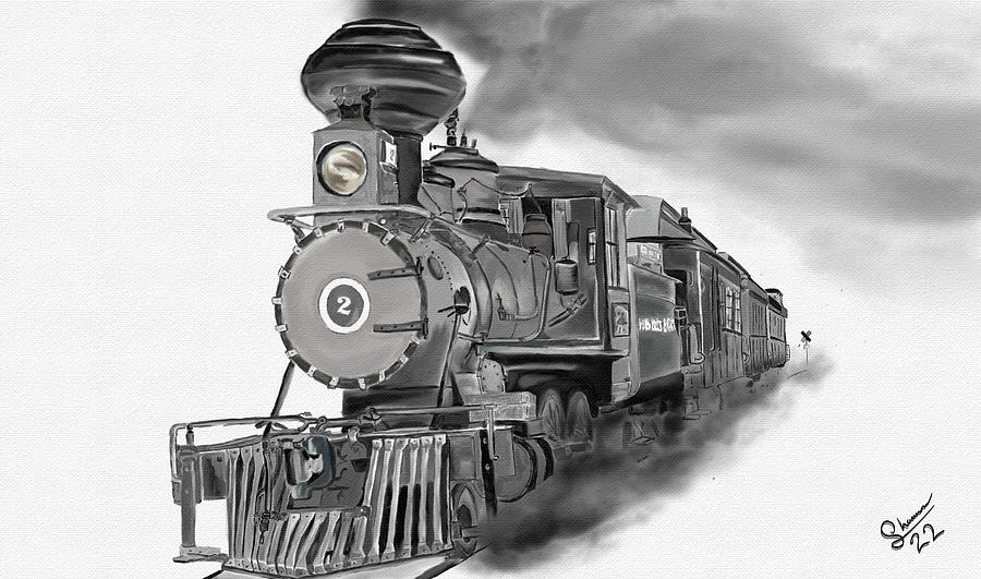 Train Digital Art - Old Steam Engine  by Shannon Harrington