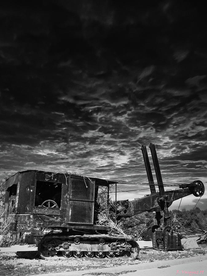 Old Steam shovel In BW Photograph by Rene Vasquez