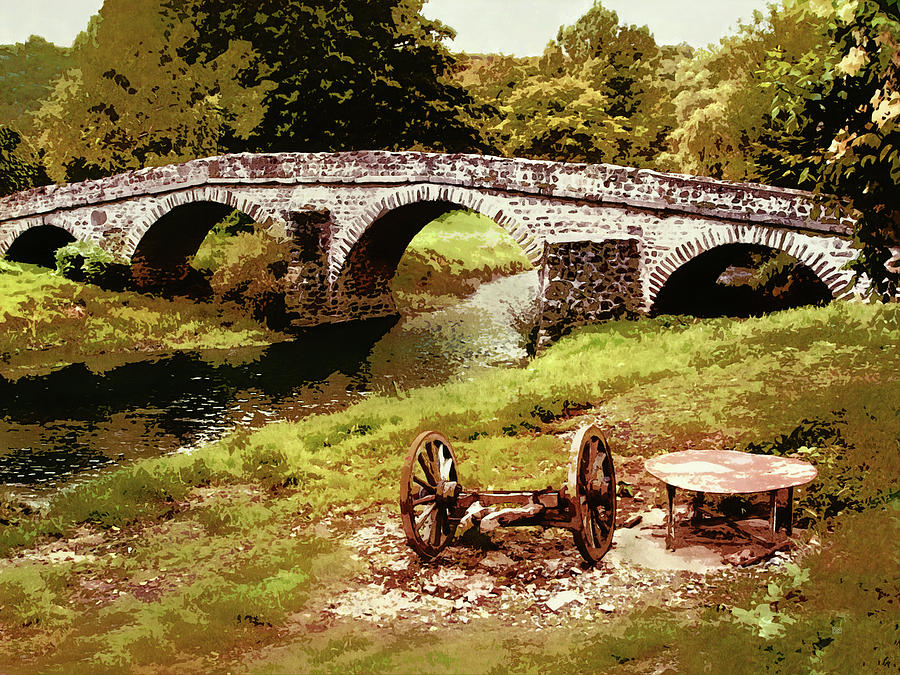 Old Stone Bridge in France Painting by Menega Sabidussi