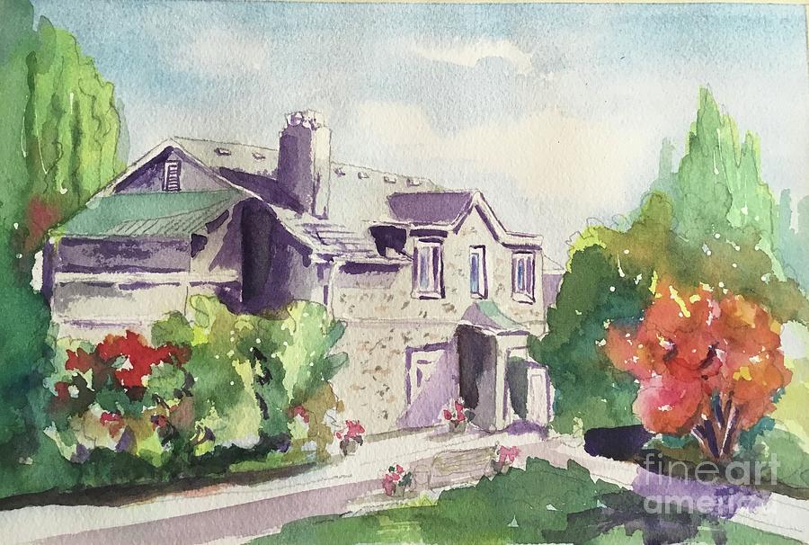 Old Stone House in WestVancouver Painting by Sonia Mocnik