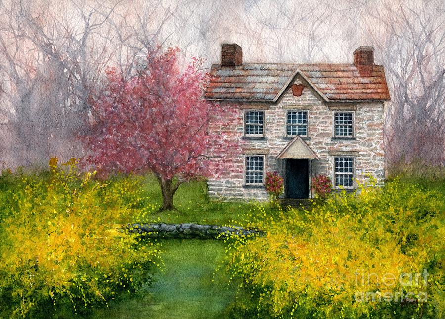 Old Stone House Spring Newburgh NY Painting by Janine Riley