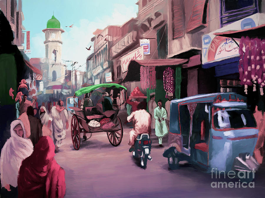 Abstract Painting - Old street in Peshawar by Gull G