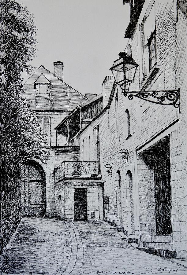 Old Street in Sarlat, France Drawing by Dai Wynn | Pixels