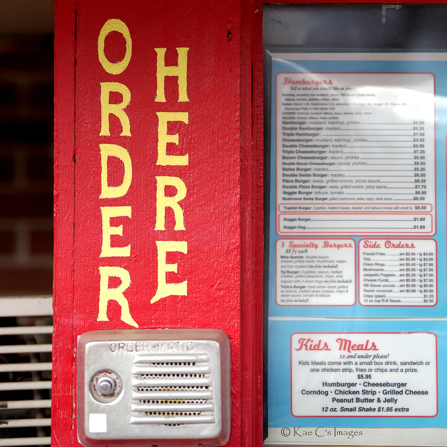 Sign Photograph - Old-style Diner Outdoor Ordering by Kae Cheatham