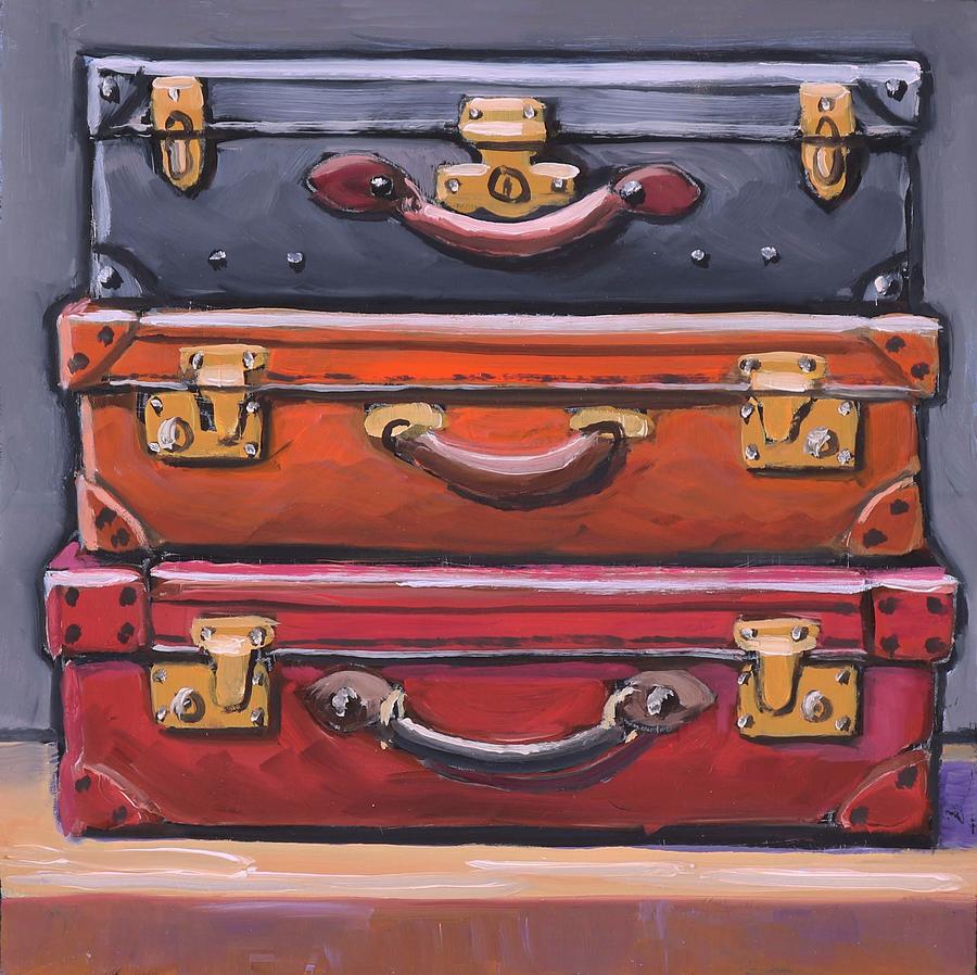 Old Suitcases Painting by Kevin Hughes