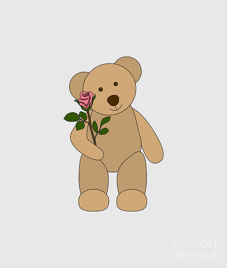 rose flower with teddy bear