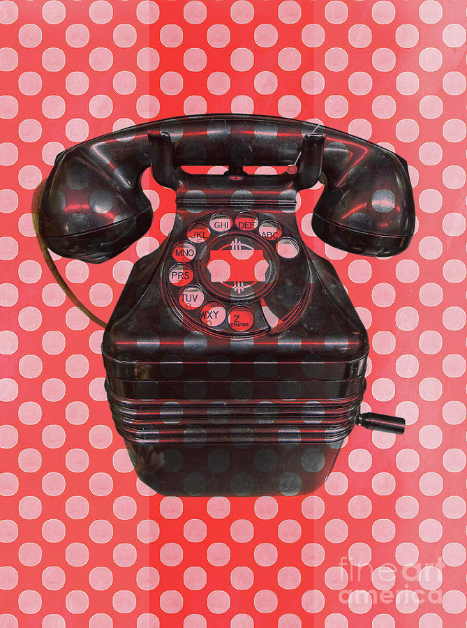 Old Telephone Polka Dot Pop Art Digital Art by Edward Fielding