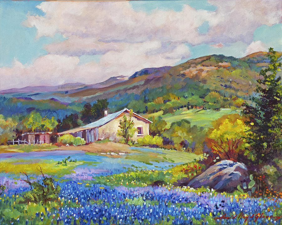 Old Texas Ranch Painting by David Lloyd Glover