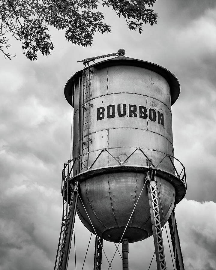 Old Time Bourbon Tower - Black And White Photograph