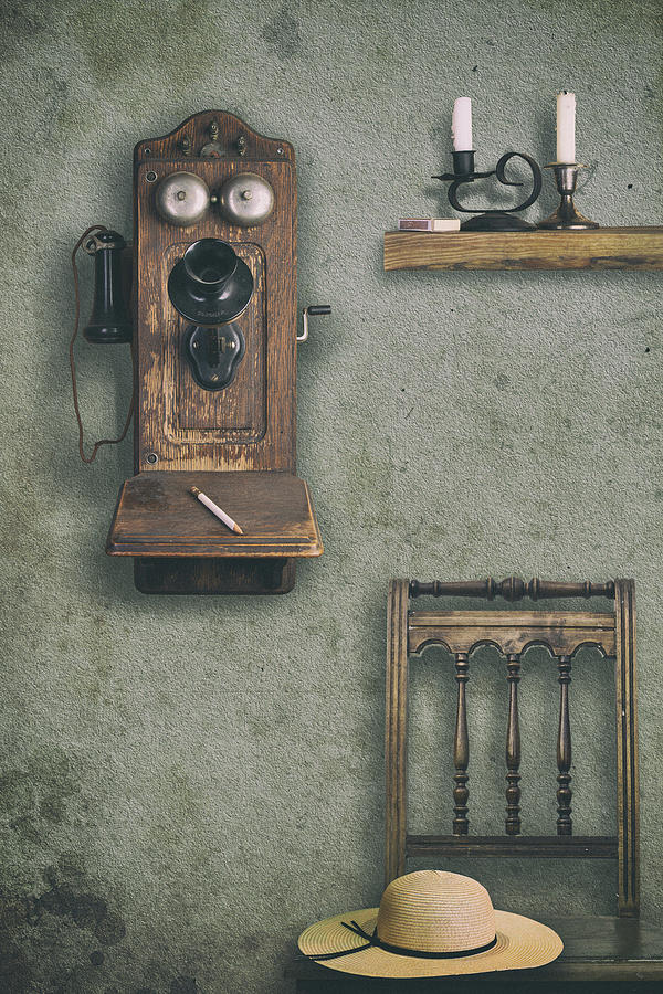 Vintage Photograph - Old Time Wall Phone by Tom Mc Nemar