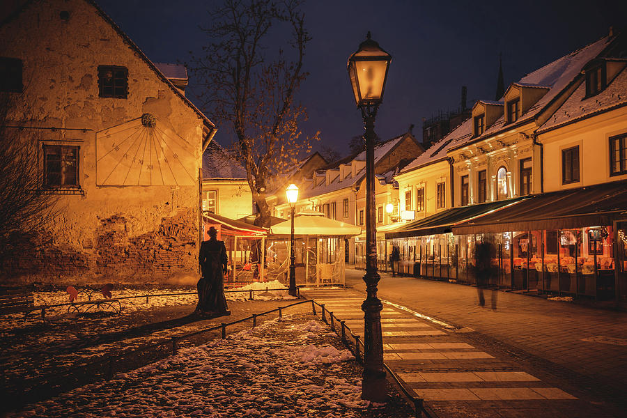 Old Tkalca street in Zagreb evening advent view Photograph by Brch Photography