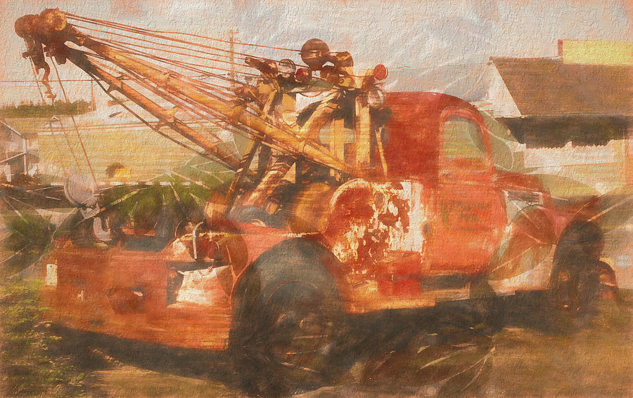 Old Tow Truck Digital Art by Cathy Anderson