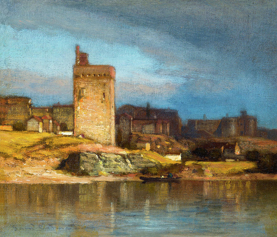 Vintage Painting - Old Tower at Avignon by Samuel Colman 1875 by Samuel colman