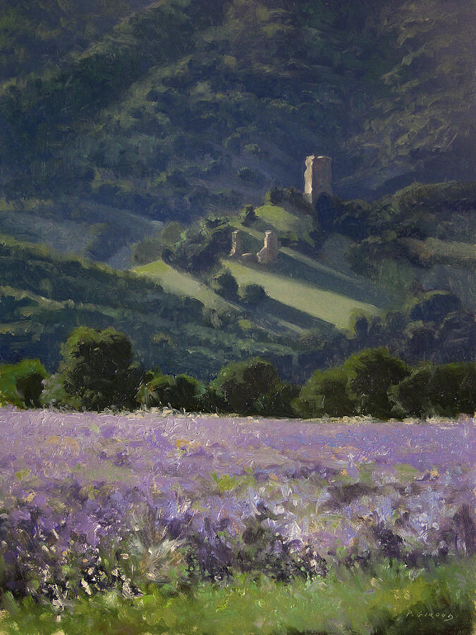 Flower Painting - Old Tower near Dieulefit by Pascal Giroud