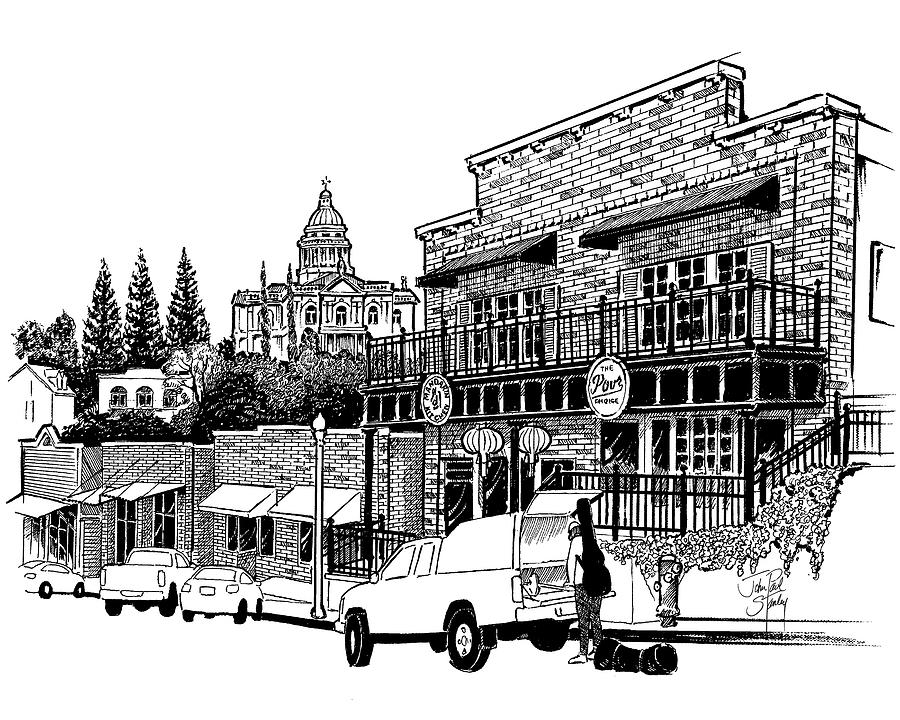 Old Town Auburn, California #1 Drawing by John Paul Stanley