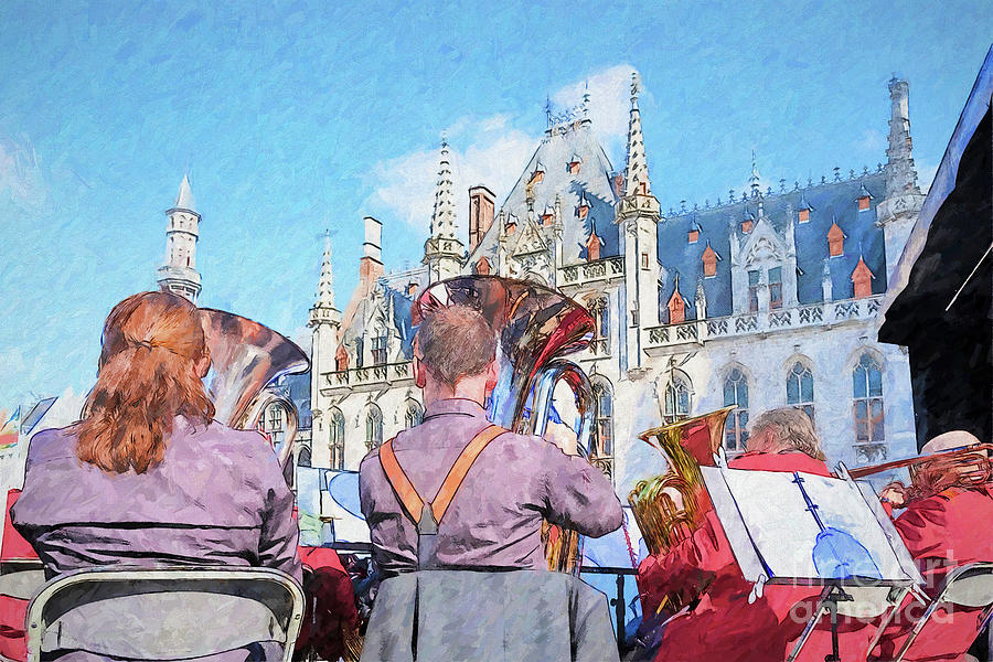 Old Town Market Square Concert, Bruges, Belgium Photograph by Philip Preston