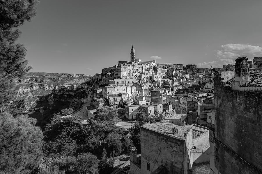 Old town Matera downtown BnW Photograph by Umberto Barone