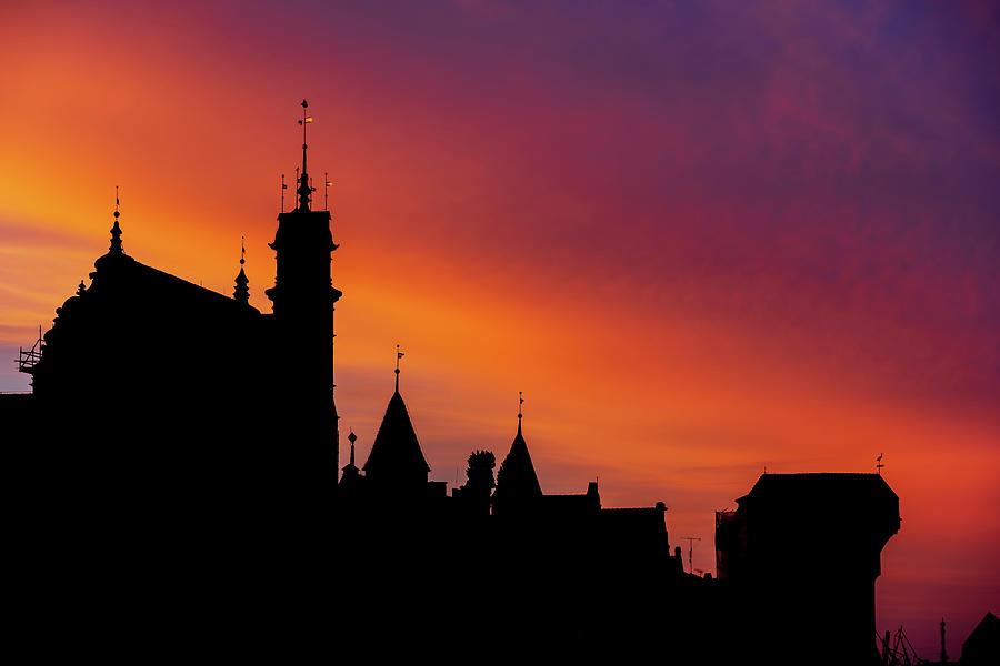Old Town Of Gdansk Twilight Silhouette Photograph by Artur Bogacki