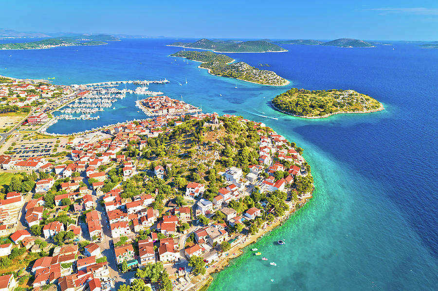 Old town of Tribunj and archipelago of central Dalmatia aerial v Photograph by Brch Photography