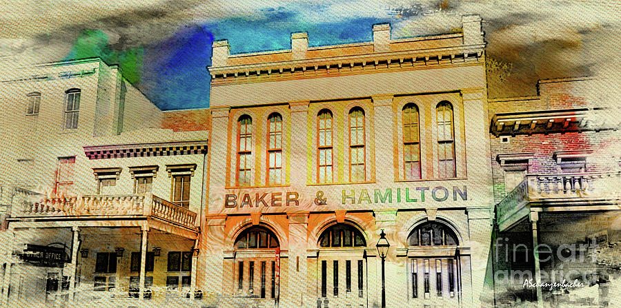 Old Town Sacramento Waterfront Boardwalk Baker And Hamilton Building Digital Art