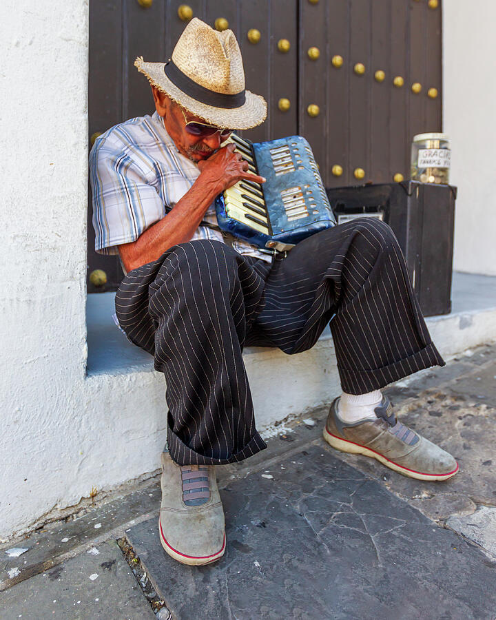 Musician Photograph - Old Town, San Juan by Jay Tilles