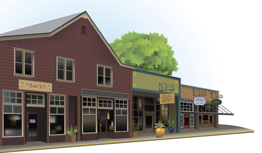 Old Town Shops Drawing by Skeeg
