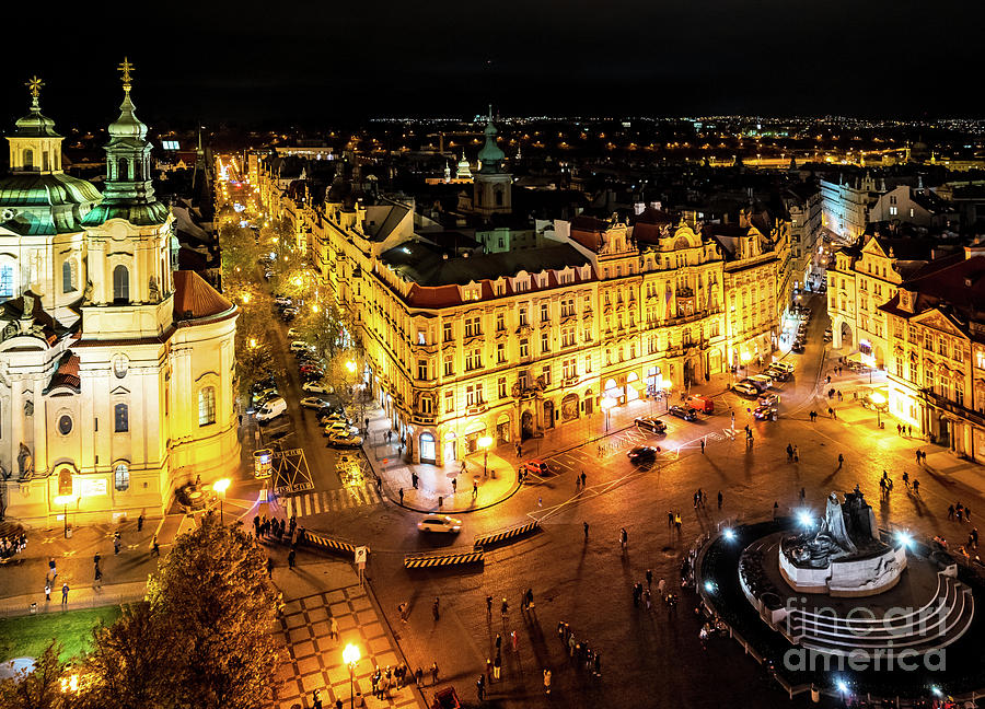 Prague Old Town Square at Night 3 Photograph by M G Whittingham