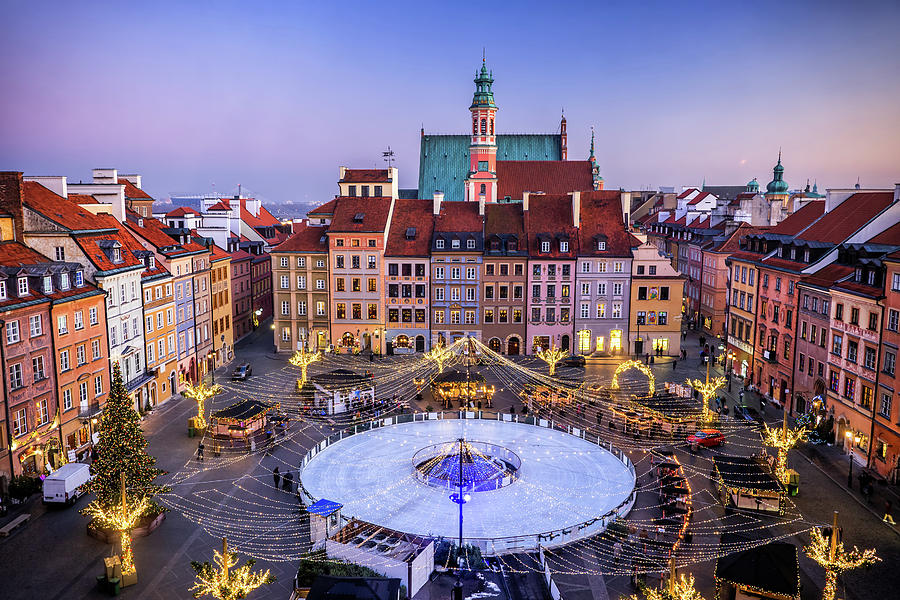 Old Town Square With Ice Rink In Warsaw  Photograph by Artur Bogacki