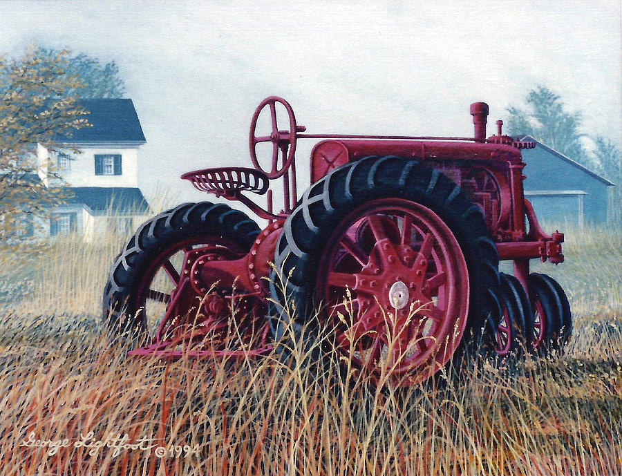 Old Tractor Painting by George Lightfoot