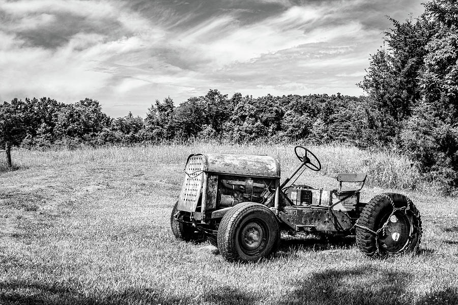 Old Tractor in Black and White Photograph by GLENN Mohs