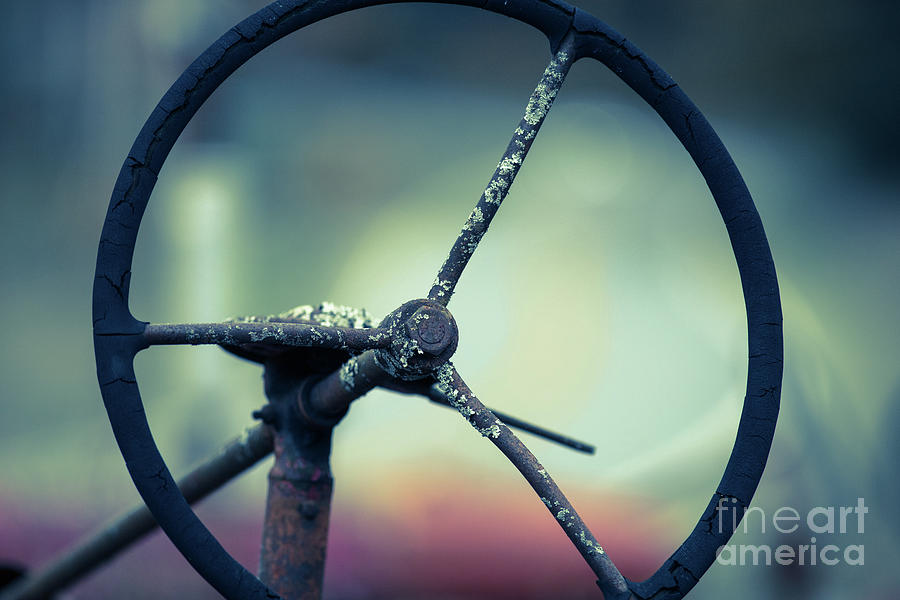 Old Tractor Steering Wheel Photograph by Edward Fielding