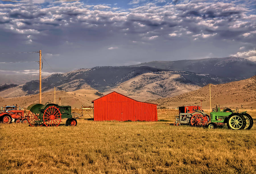 Old Tractors and a Red Shed Photograph by Donna Kennedy