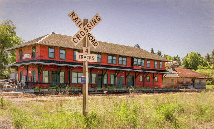 Old Train Depot of Potlatch, Idaho Photograph by Marcy Wielfaert
