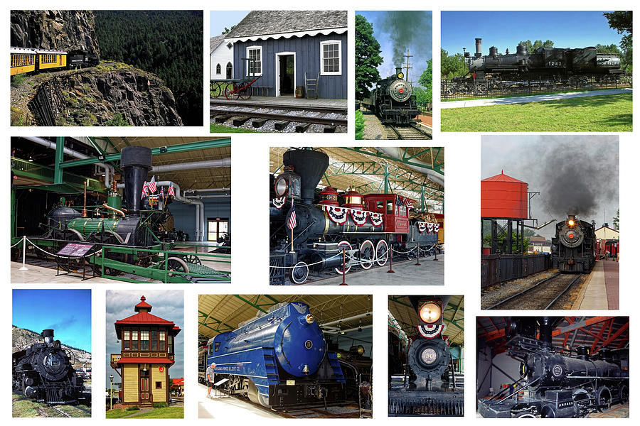 Old Trains Collage Photograph by Sally Weigand