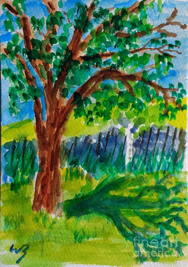 Old Tree in the Back Yard Painting by Walt Brodis