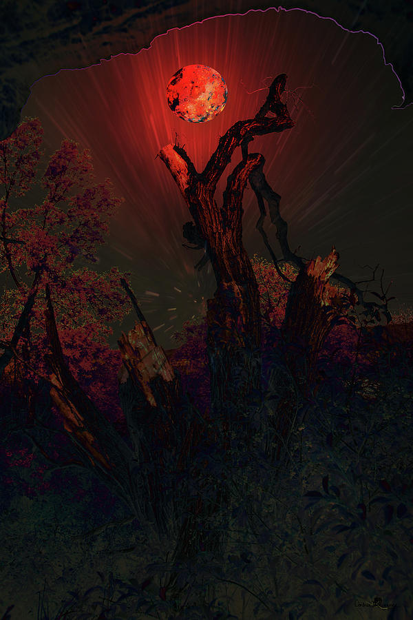 Old Tree Red Planet Blast Digital Art by Andrea Lawrence