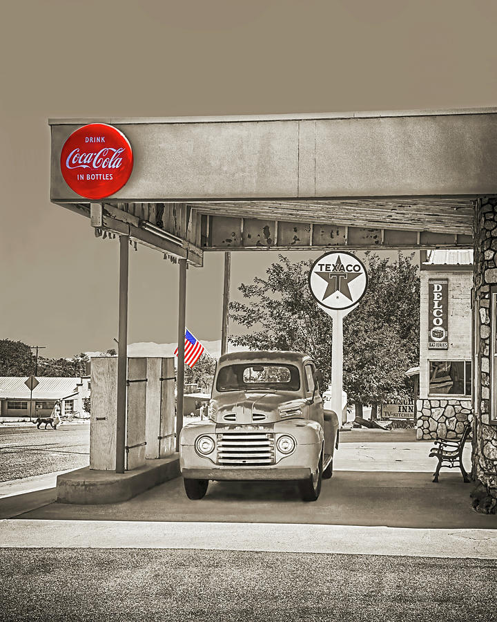 OLD TRUCK AND A COca Cola, SEPIA Photograph by Don Schimmel