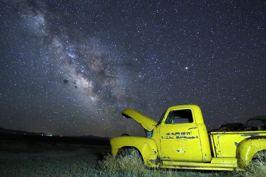 Nevada Photograph - Old Truck and Milky Way by Gretchen Baker